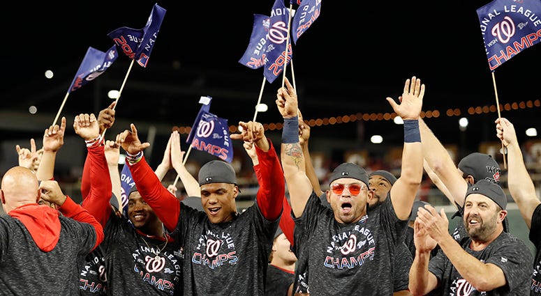 The Nationals celebrate winning the National League pennant Nationals NL Pennant