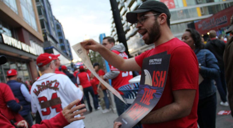 We were busy handing out "Finish The Fight" cards before Game 3 of the World Series. "Finish the Fight" cards were handed out to baseball fans ahead of Game 3 of the World Series in D.C.