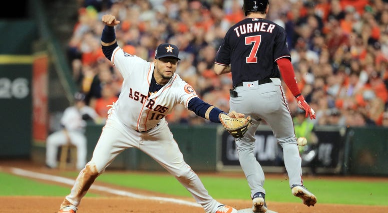 Trea Turner was called out on this play in Game 6 of the World Series. Best pictures of World Series umpire controversy, Dave Martinez ejection