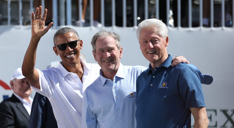 U.S. Presidents Barack Obama, George W. Bush and Bill Clinton attend The Presidents Cup Obama_Bush_Clinton