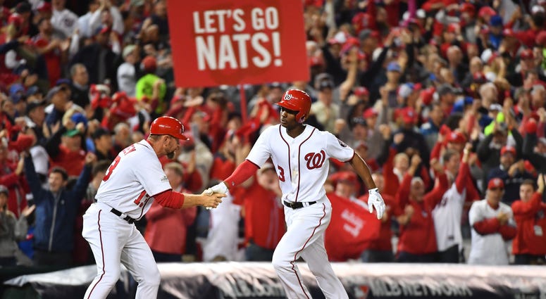 Michael A. Taylor homers in Game 5 of the NLDS against the Cubs Michael_A_Taylor_Game_5_Home_Run