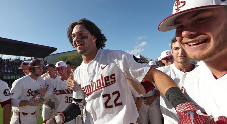Drew Mendoza and the Florida State Seminoles celebrate a win. Drew_Mendoza