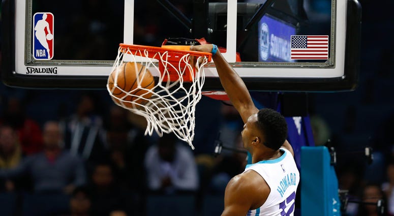 Dwight Howard dunks for the Charlotte Hornets Dwight_Howard