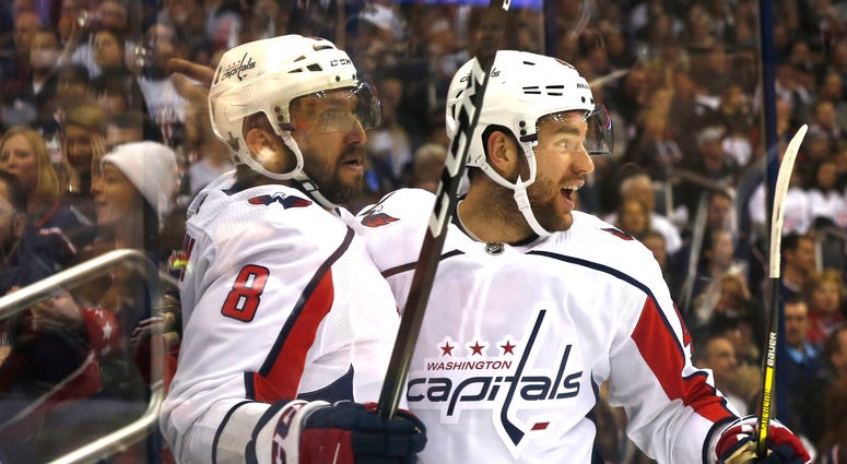 Alex Ovechkin and Tom Wilson of the Washington Capitals ovechkin_wilson_caps