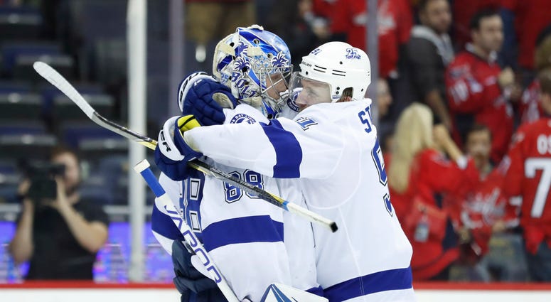 Andrei Vasilevskiy celebrates Game 4 victory with Steven Stamkos Steven_Stamkos_Andrei_Vasilevskiy