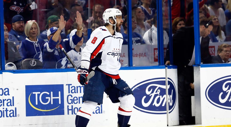 Ovi celebrates a first-period goal in Game 7 of the Eastern Conference Final Alex_Ovechkin_Game_7_Goal_Tampa_Bay_Lightning