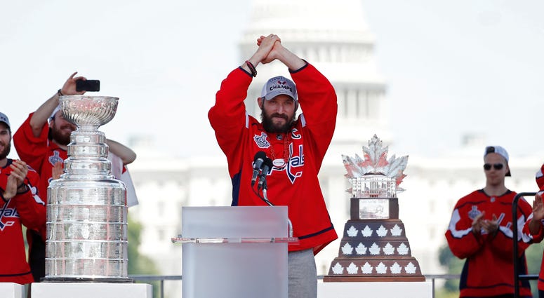 Alexander Ovechkin at the Capitals' Stanley Cup championship parade. Alexander_Ovechkin