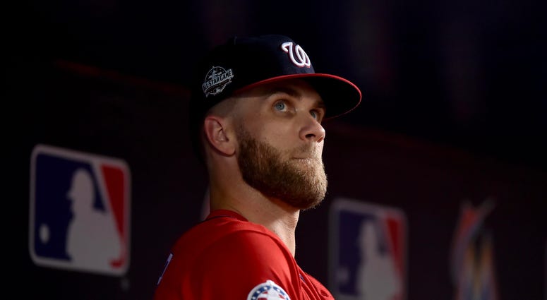 Bryce Harper in the dugout. Bryce_Harper_Dugout
