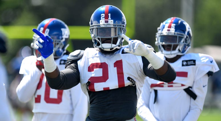 Landon Collins dances during Giants training camp in 2018. Landon_Collins_Giants