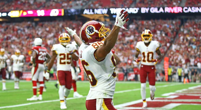 Jordan Reed celebrates scoring a touchdown. Jordan_Reed