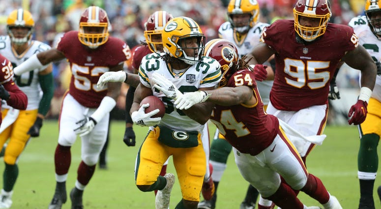 Packers run the ball against the Redskins. Redskins_Run_Defense