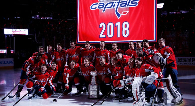 The Washington Capitals celebrate the 2018 Stanley Cup win. 2018_caps_banner