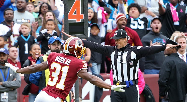 Fabian Moreau celebrates Carolina's failed fourth down attempt Fabian_Moreau_Redskins