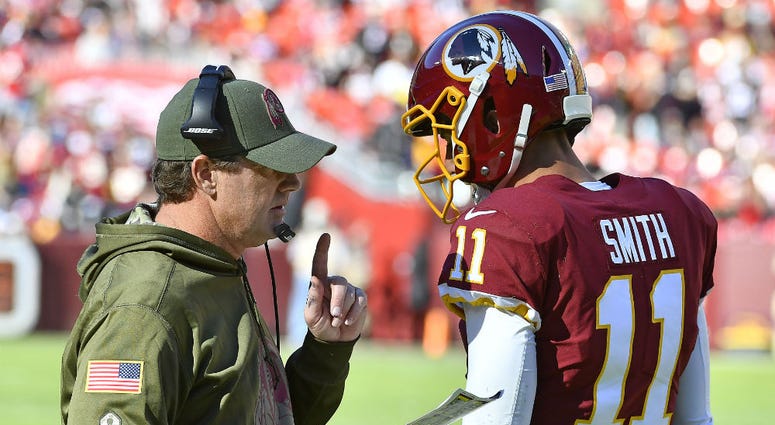 Redskins head coach Jay Gruden and quarterback Alex Smith. Redskins_Jay_Gruden