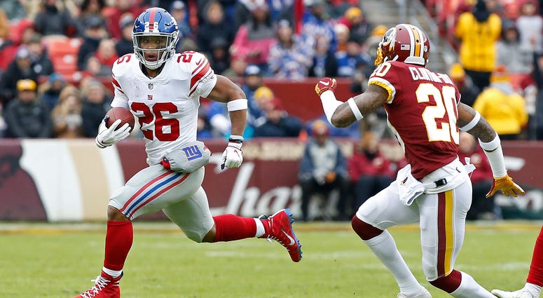 HaHa Clinton-Dix tries to chase down Saquon Barkley. saquon-barkley-haha-clinton-dix