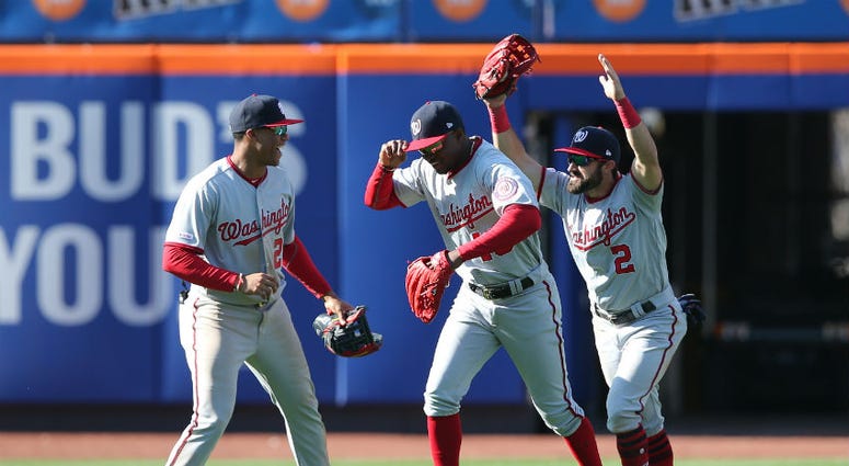 The Nationals celebrate beating the New York Mets. Washington Nationals have had an up-and-down opening week.