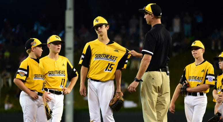 Virginia's Brady Yates is dejected on the mound. Loudoun South falls to Hawaii, but isn't out of LLWS yet.