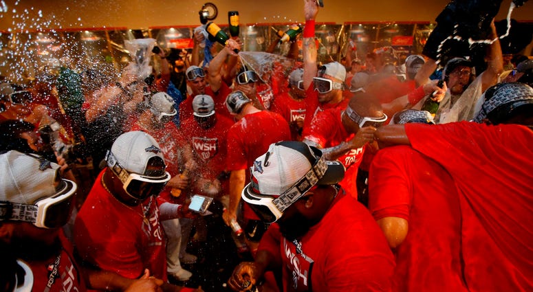 Nationals partied after the 4-3 win over the Brewers. PHOTOS: Stay in the fight! Nats beat Brewers in Wild Card