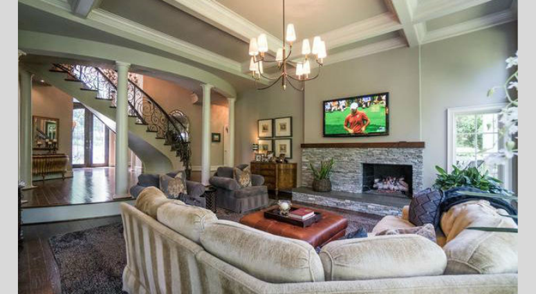 Living room inside Bruce Allen's house Bruce Allen's McLean, Virginia mansion is up for sale again.