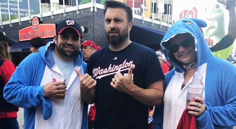 Danny met some new friends roaming the grounds before Game 5. 106.7 The Fan's Danny Rouhier and fans dressed as "baby shark" pose before Game 5 of the World Series at Nationals Park on Sunday, October 27.