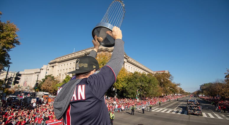 It was a picture-perfect Saturday in the nation’s capital as hundreds of thousands of fans celebrated the 2019 World Series Champion Washington Nationals. Washington Nationals players and coaches roll through the streets of Washington, D.C. and then speak on stage, celebrating their 2019 World Series championship with a few hundred thousand fans on November 2, 2019.