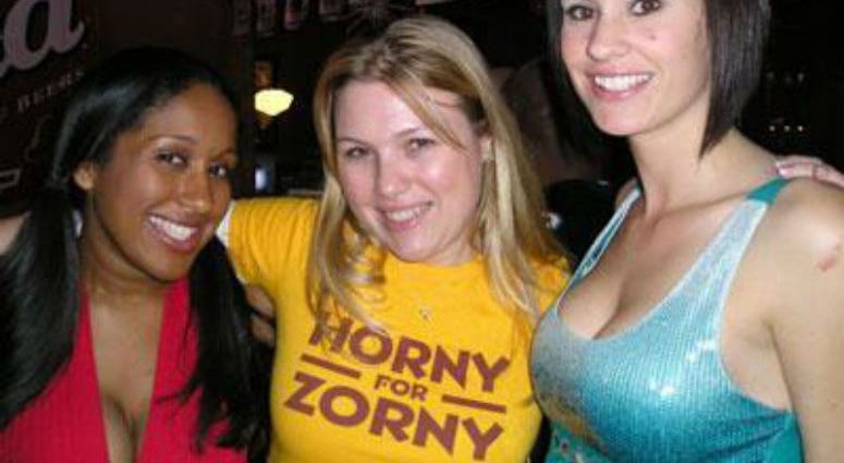 A listener wearing a Horny For Zorny t-shirt at a Dec. 2008 Junkies event horny-for-zorny