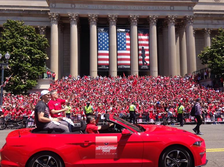 The Junkies ride past the Nationals Archive in Caps' championship parade Junkies_National_Archive
