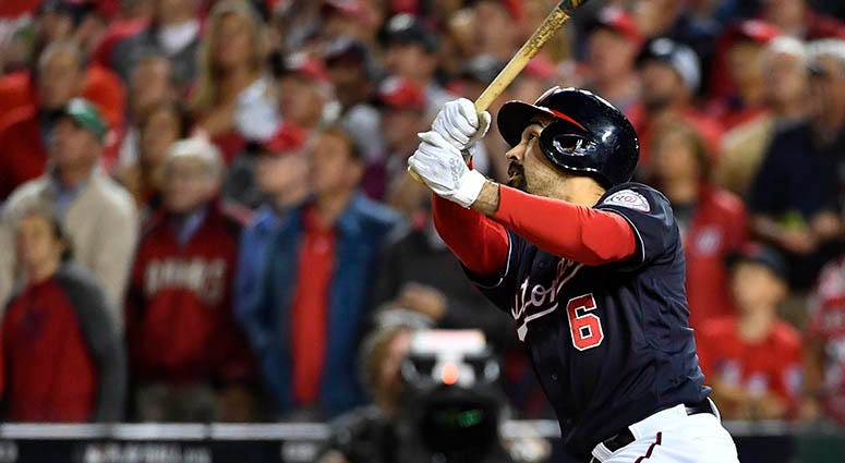 Anthony Rendon hits a sacrifice fly to deep center field, scoring Trea Turner from third in the first inning Anthony Rendon Sacrifice Fly
