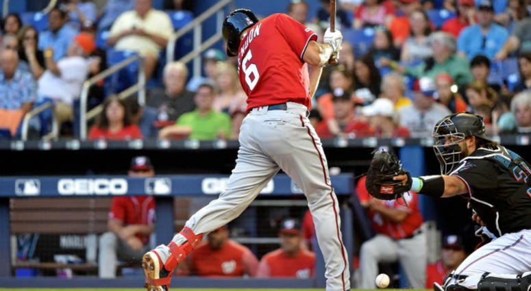 Rendon gets hit by a Jose Urena pitch in the third inning against the Marlins on April 20 Nationals place Anthony Rendon on 10-day Injured List
