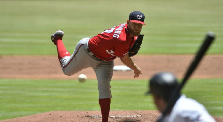Stephen Strasburg becomes fastest pitcher to 1500 strikeouts. Nationals pitcher Stephen Strasburg becomes fastest pitcher to 1500 strikeouts.