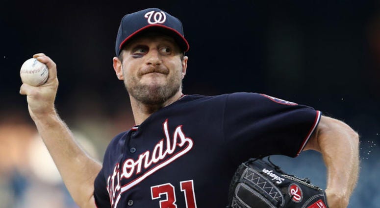 Nationals ace Max Scherzer. Nationals pitcher Max Scherzer dominates despite black eye and broken nose.