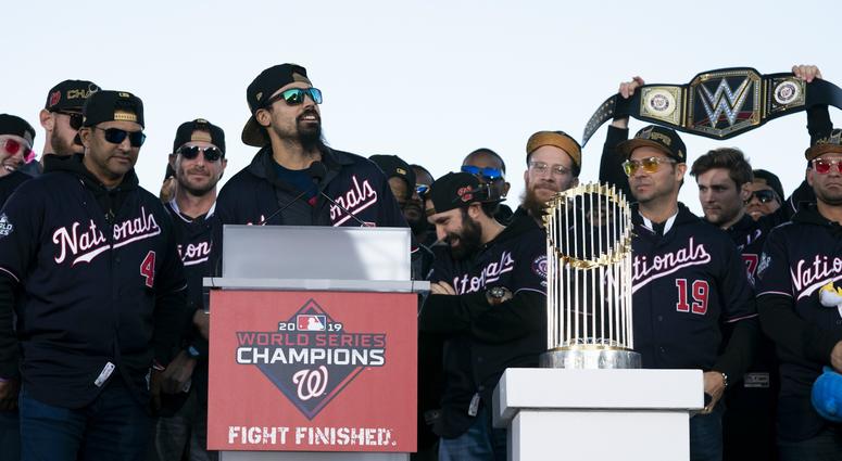 Tony Two Bags' best moments from his final season with Nats. Anthony Rendon speaks at the Washington Nationals World Series parade.