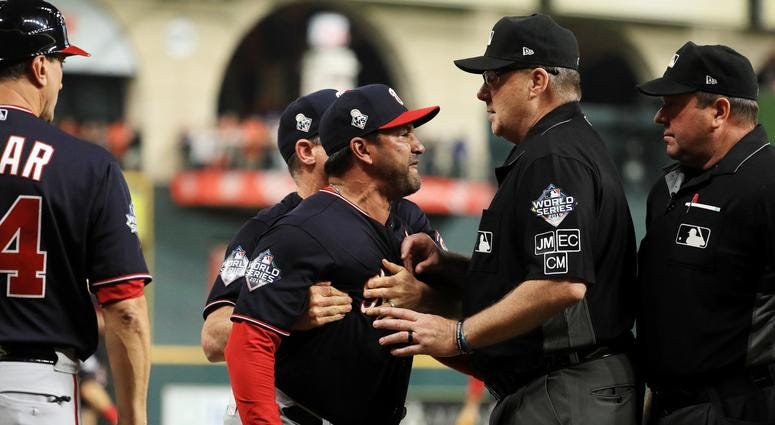 Martinez still letting the umpires have it. Best pictures of World Series umpire controversy, Dave Martinez ejection