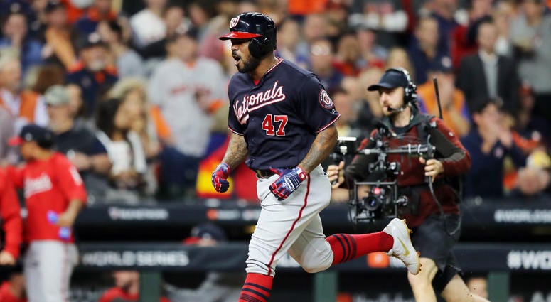 Howie Kendrick drove a 90-mph cutter into right field, changing Game 7 of the World Series and giving the Nats a 3-2 lead in the 7th inning. Howie Kendrick #47 of the Washington Nationals hits a two-run home run against the Houston Astros during the seventh inning in Game Seven of the 2019 World Series.