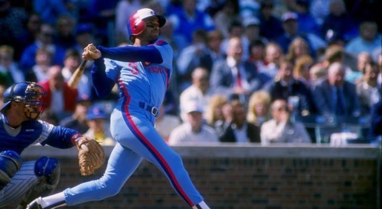 Nationals manager Dave Martinez during his playing days with the Expos. Nationals will wear 1969 Montreal Expos throwback jerseys.