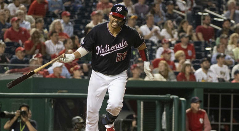 Nats catcher Kurt Suzuki winces after flying out with a runner on base in the eighth inning Nationals must play near 'perfect baseball' to account for injuries