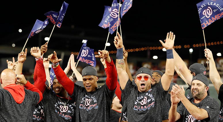 The Nationals celebrate winning the National League pennant Nationals NL Pennant