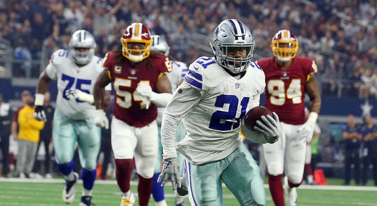 Ezekiel Elliott rushes for a first-quarter touchdowns against the Redskins on Thanksgiving Day in 2018 The Redskins can't ruin Thanksgiving in 2019