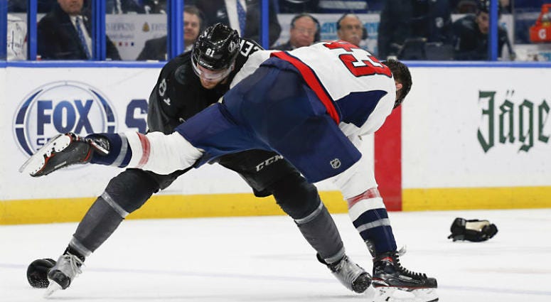 Tom Wilson pounded Erik Cernak out of his skates in the Caps' latest game in Tampa The Caps 'took a pound of flesh' and left their mark in Tampa