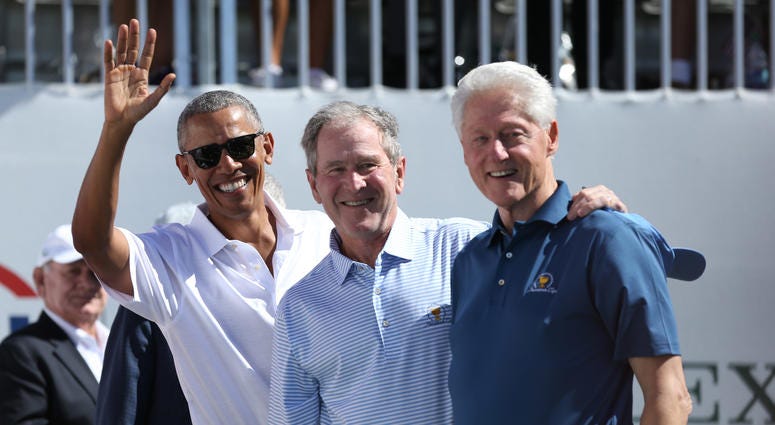 U.S. Presidents Barack Obama, George W. Bush and Bill Clinton attend The Presidents Cup Obama_Bush_Clinton
