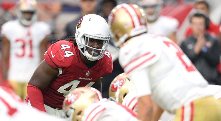Markus Golden looks across the line of scrimmage at 49ers quarterback Brian Hoyer. Markus_Golden