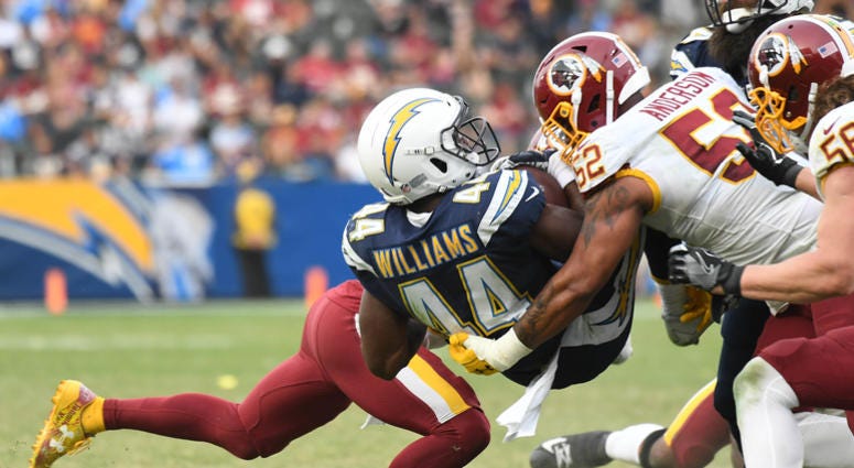 Ryan Anderson takes down Chargers running back Andre Williams Ryan_Anderson_Redskins