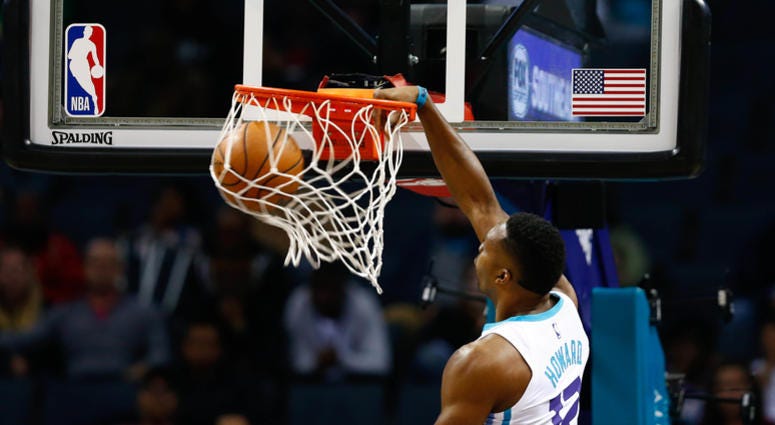 Dwight Howard dunks for the Charlotte Hornets Dwight_Howard