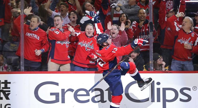 Jakub Vrana celebrates his Game 5 goal against the Penguins Jakub_Vrana_Game_5_Goal