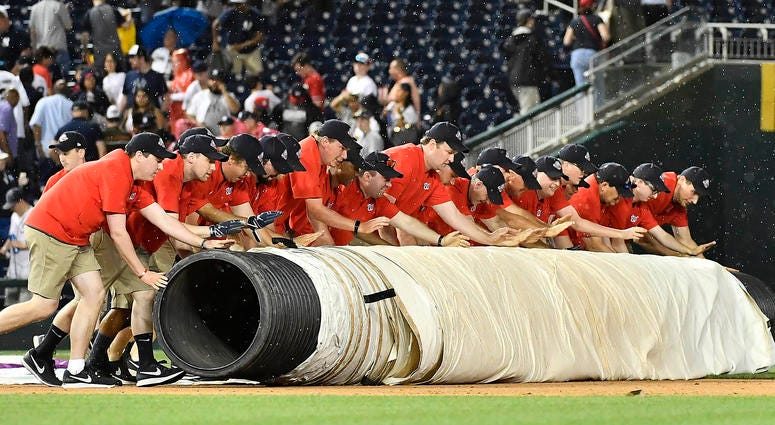 The Nationals field crew during a rain delay nats_rain_delay