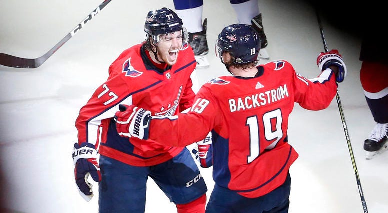 T.J. Oshie celebrates his second-period goal in Game 6 TJ_Oshie_Goal_Capitals_Lightning_Game_6