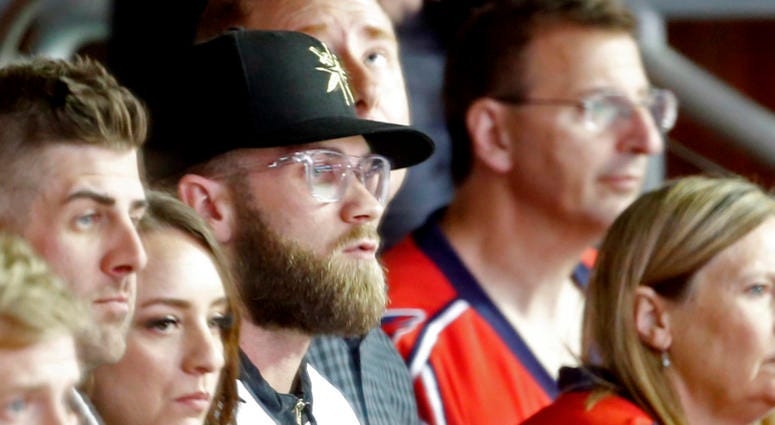 Bryce Harper watches the Washington Capitals vs. the Las Vegas Golden Knights bryce_harper_nats_caps
