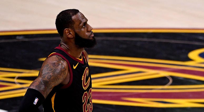 LeBron James in one of his last games with the Cleveland Cavaliers. lebron_james_cavs