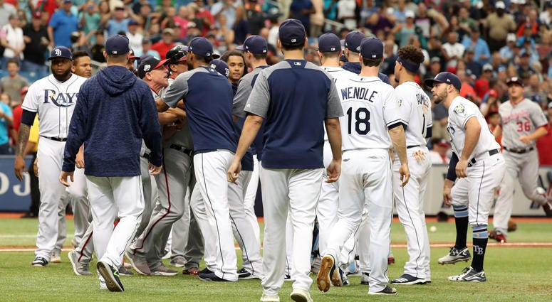 Benches clear as Rays get the final out against the Nats Nationals_Rays_Benches_Clear