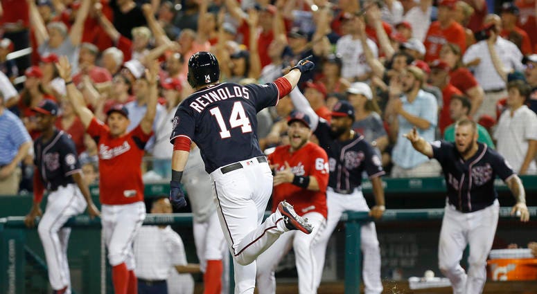 Mark Reynolds rounds the bases after hitting a walk-off home run Mark_Reynolds_Walk_Off